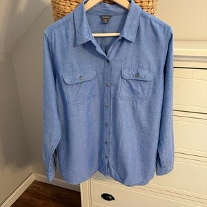 Eddie Bauer Firelight Blue Flannel Button Down Shirt Women’s XL Cotton Casual